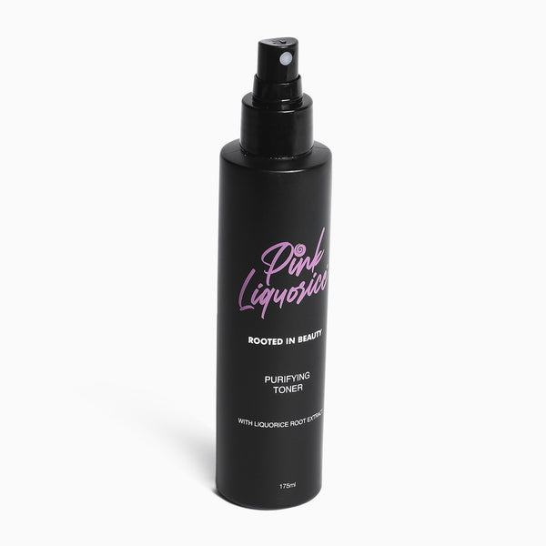 Side view of black bottle of Purifying Toner